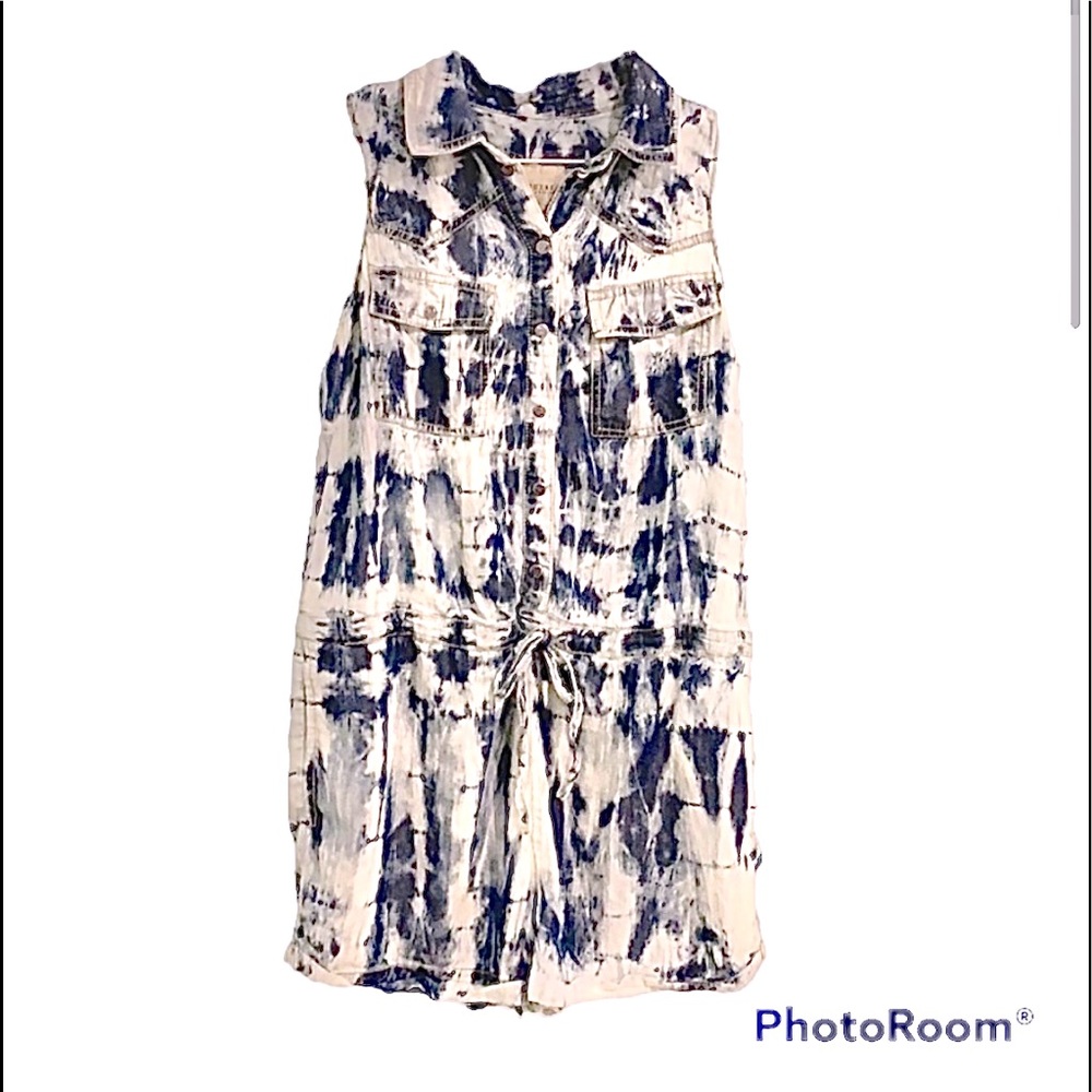 GUESS Sleeveless Tie Dye Jean Romper